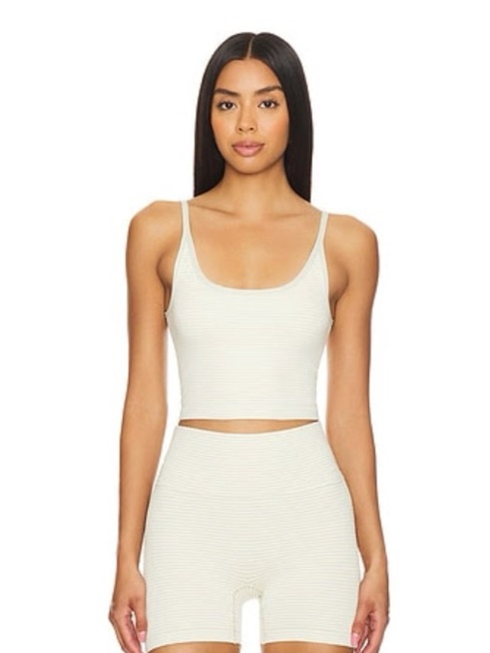 WellBeing + BeingWell Striped Green Tank and Biker Short Set- Size XXS/XS
